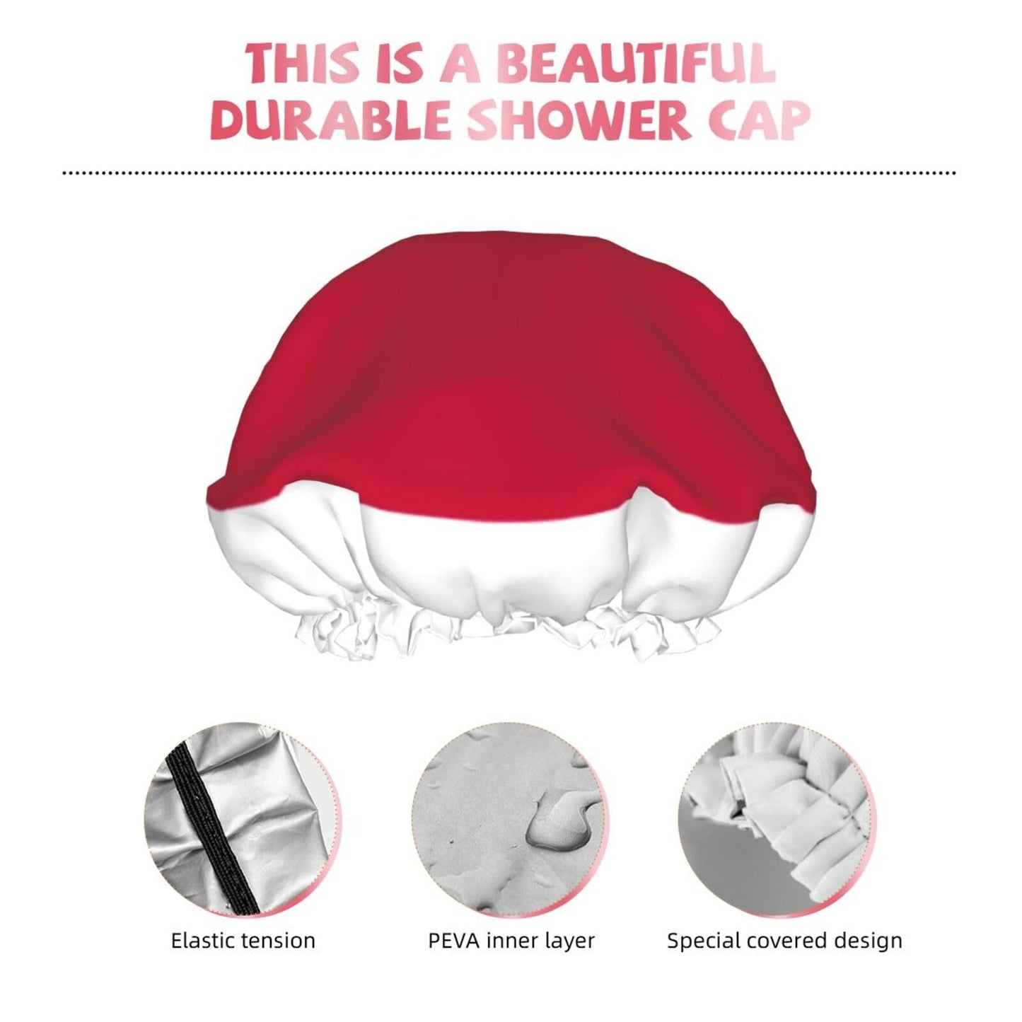 Japan Flag Prints Shower Cap Double Layer Lined Waterproof Bathing Shower Hat Beauty and Personal Care Hayyett