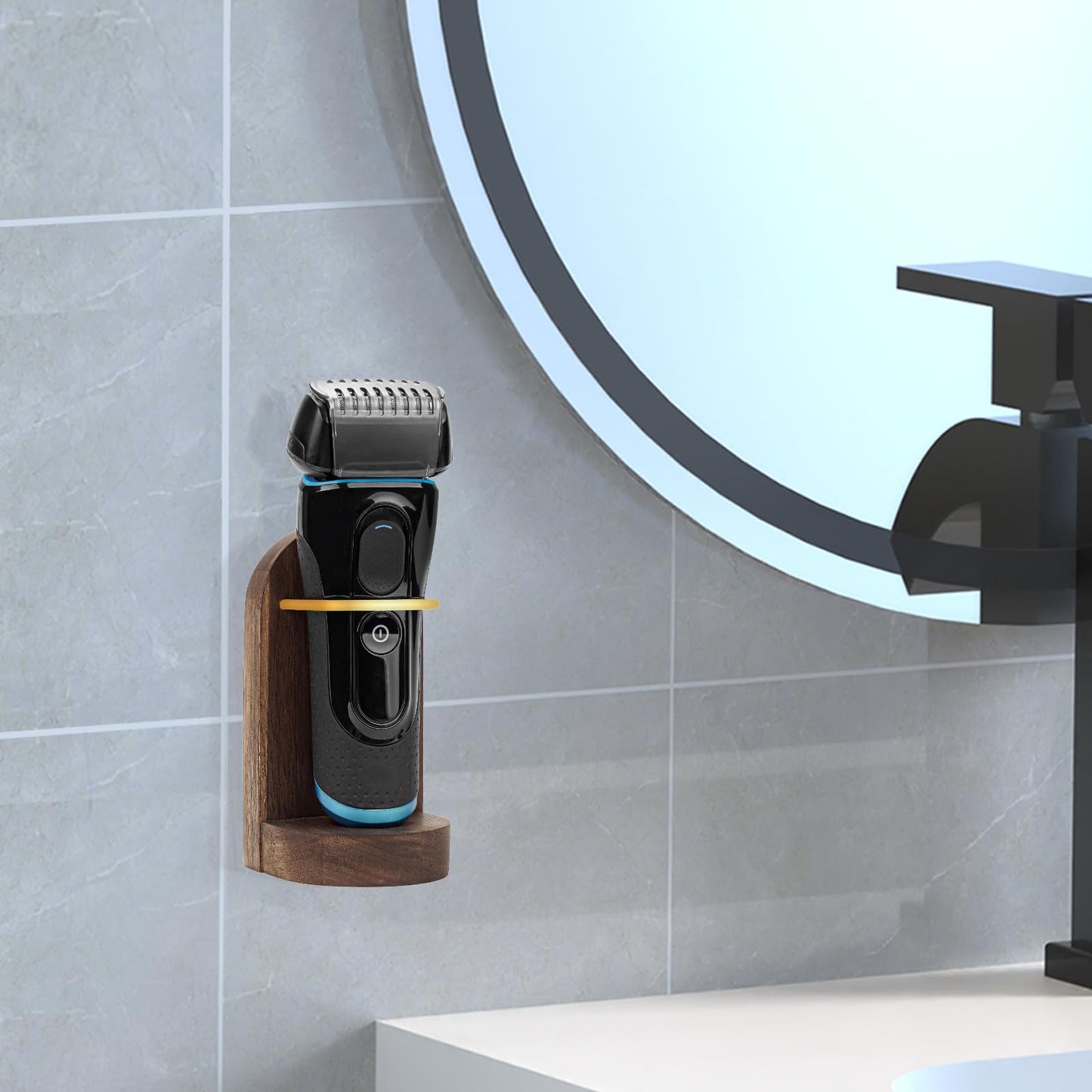Linkidea Shower Wall Mount Electric Razor Holder, Organizer with Self-Adhesive Wood Backing, Shaver Stand Compatible with Philips Norelco 2, 5, 6 Beauty and Personal Care Linkidea