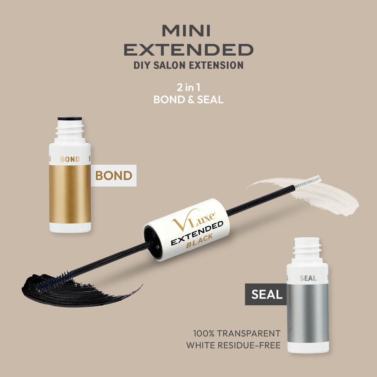 VLuxe DIY Eyelash Extension Mini Bond & Seal Lash Adhesive Infused with Biotin & Vitamin E, Strong Nourishing Water Resistant Lash Glue
