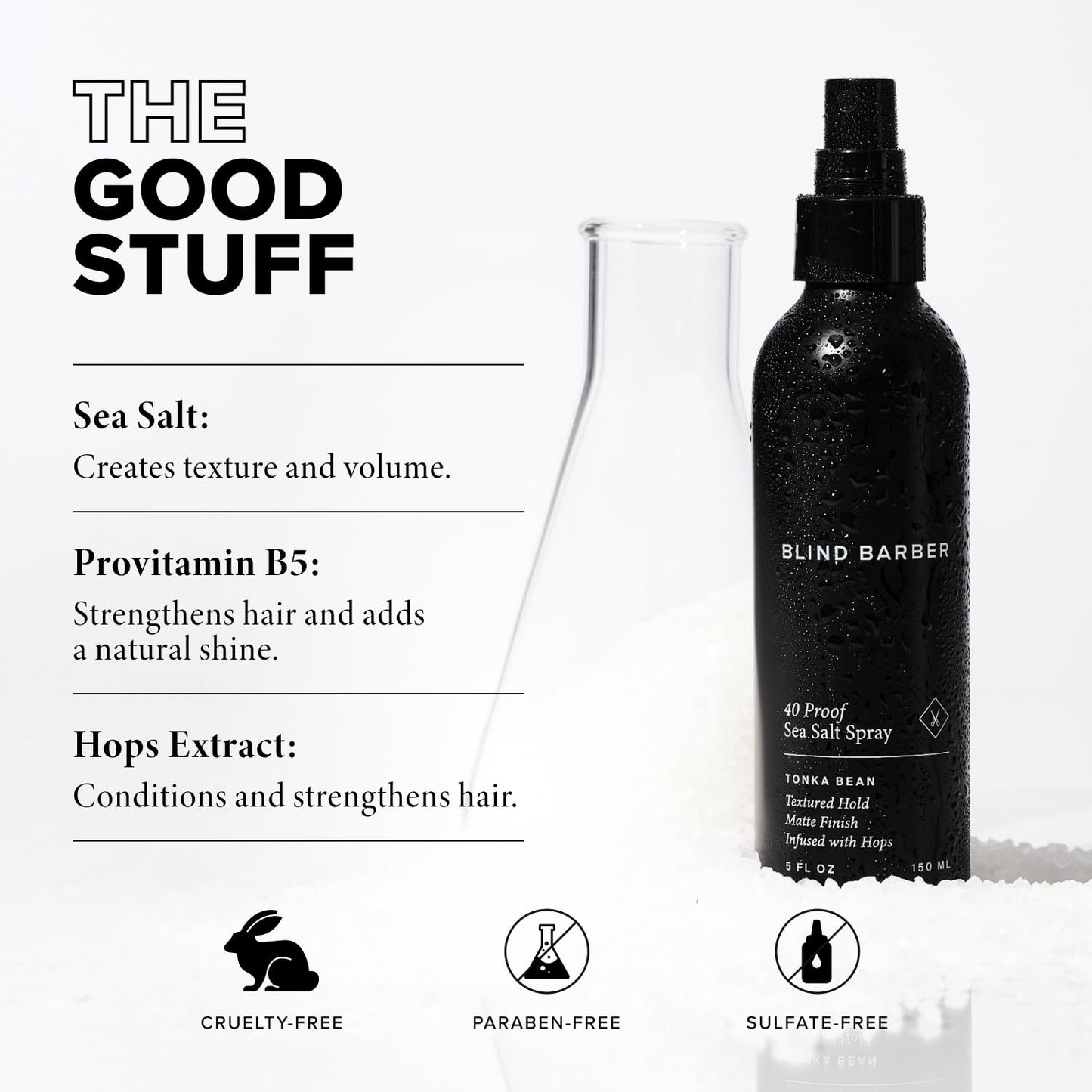 Blind Barber 40 Proof Sea Salt Spray for Men - Salt Water Hair Spray for Volume & Texture - Water-Based Matte Finish with Light-Medium Hold - Enhances Beauty & Personal Care Blind Barber
