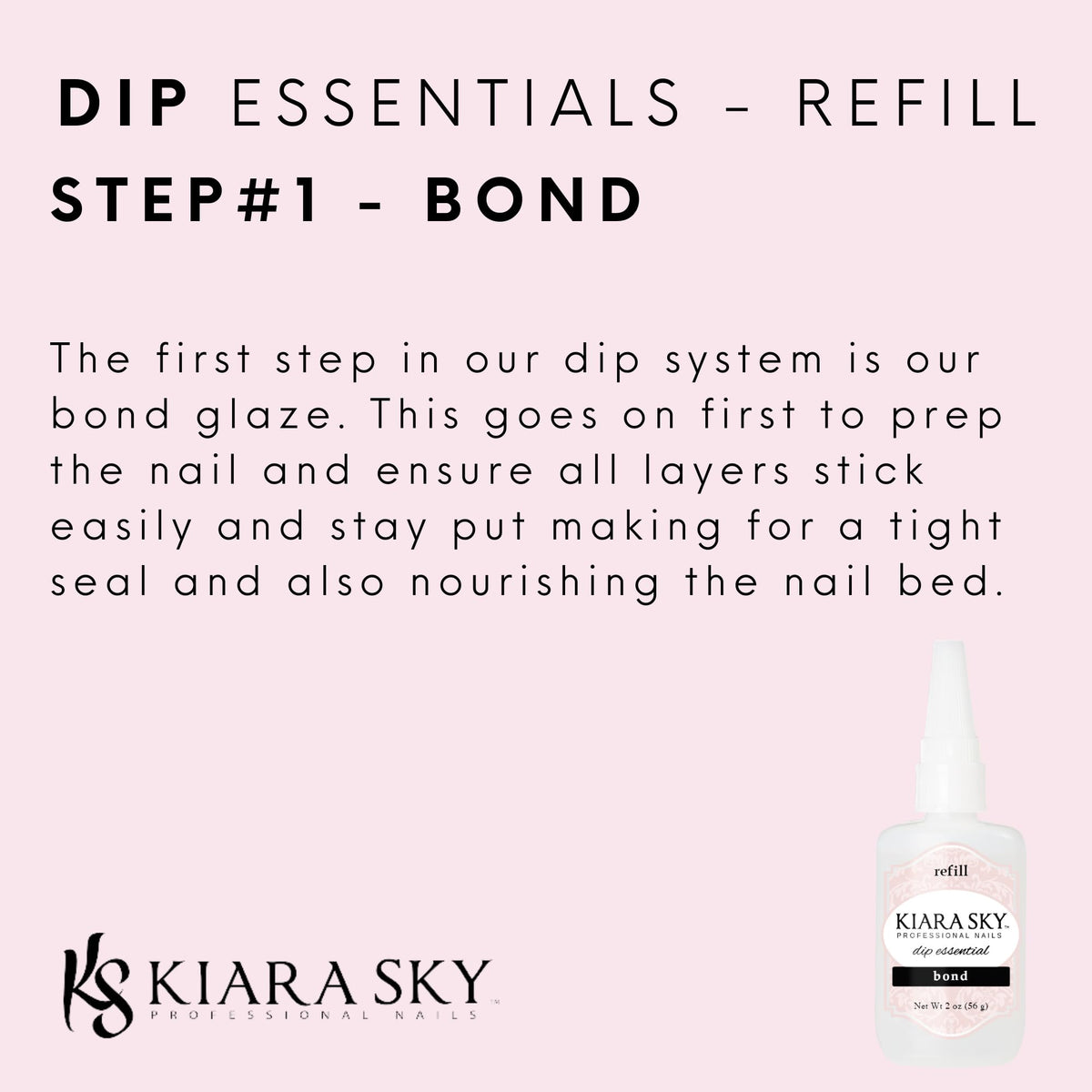 KIARA SKY Dip Manicure Nail Liquid Essentials | 2 fl oz Refill | Step #1 Bond (Nail Prep)