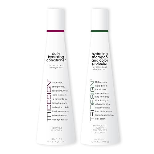 TRI Design Hydrating Shampoo & Conditioner Set - Sulfate Free Shampoo & Conditioner for Dry & Damaged Hair - Protect, Repair, and Moisturize Curly Beauty & Personal Care TRIDESIGN