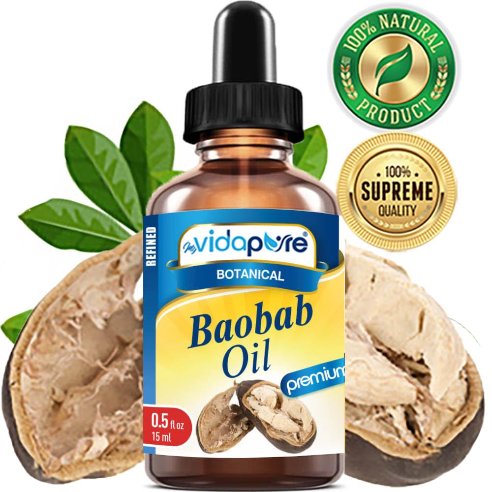 MYVIDAPURE 100% Pure BAOBAB OIL WILD GROWTH RAW for Skin, Hair, Lip and Nail Care. (0.5 Fl Oz) Beauty & Personal Care MYVIDAPURE