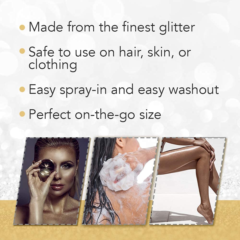 Punky Temporary Hair and Body Glitter Spray, Gold/Silver - Glitters Hairspray, Adds Shimmery Glow, Hair Glitter for Kids, Women, Men 3.5 oz Beauty & Personal Care Jerome Russell