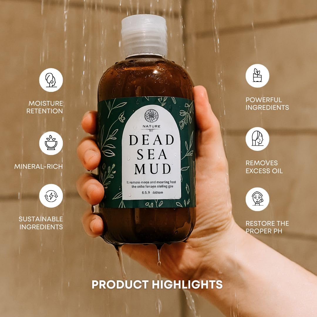 Nature Skin Shop Dead Sea Mud Body Wash, Detoxifying & Purifying Mineral-Rich Cleanser for Body Acne, Clogged Pores & Oily Skin, Natural Spa Quality Beauty & Personal Care Nature Skin Shop