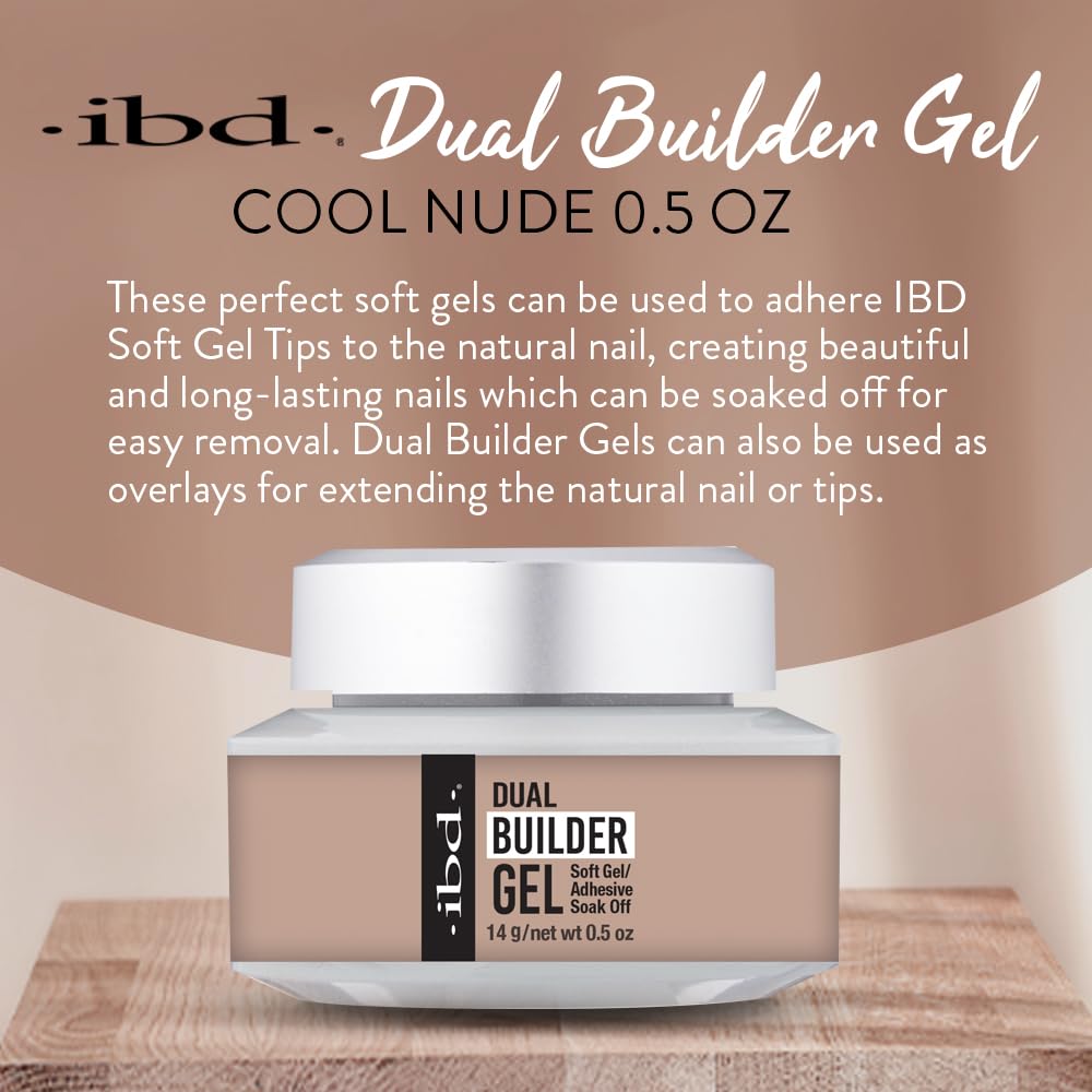 IBD Dual Builder Gel for Nails, Round - Soft Gels and Adhesive Soak Off UV/LED Curable, Strong Long-Lasting Nail Enhancement, Sculpting Extension