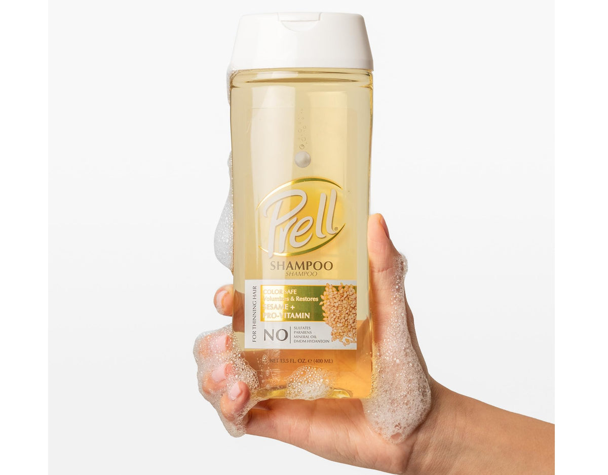 Prell Sesame + Pro-Vitamin Shampoo for Thinning Hair, Color Safe, Volumizes & Restores 13.5 fl. oz.