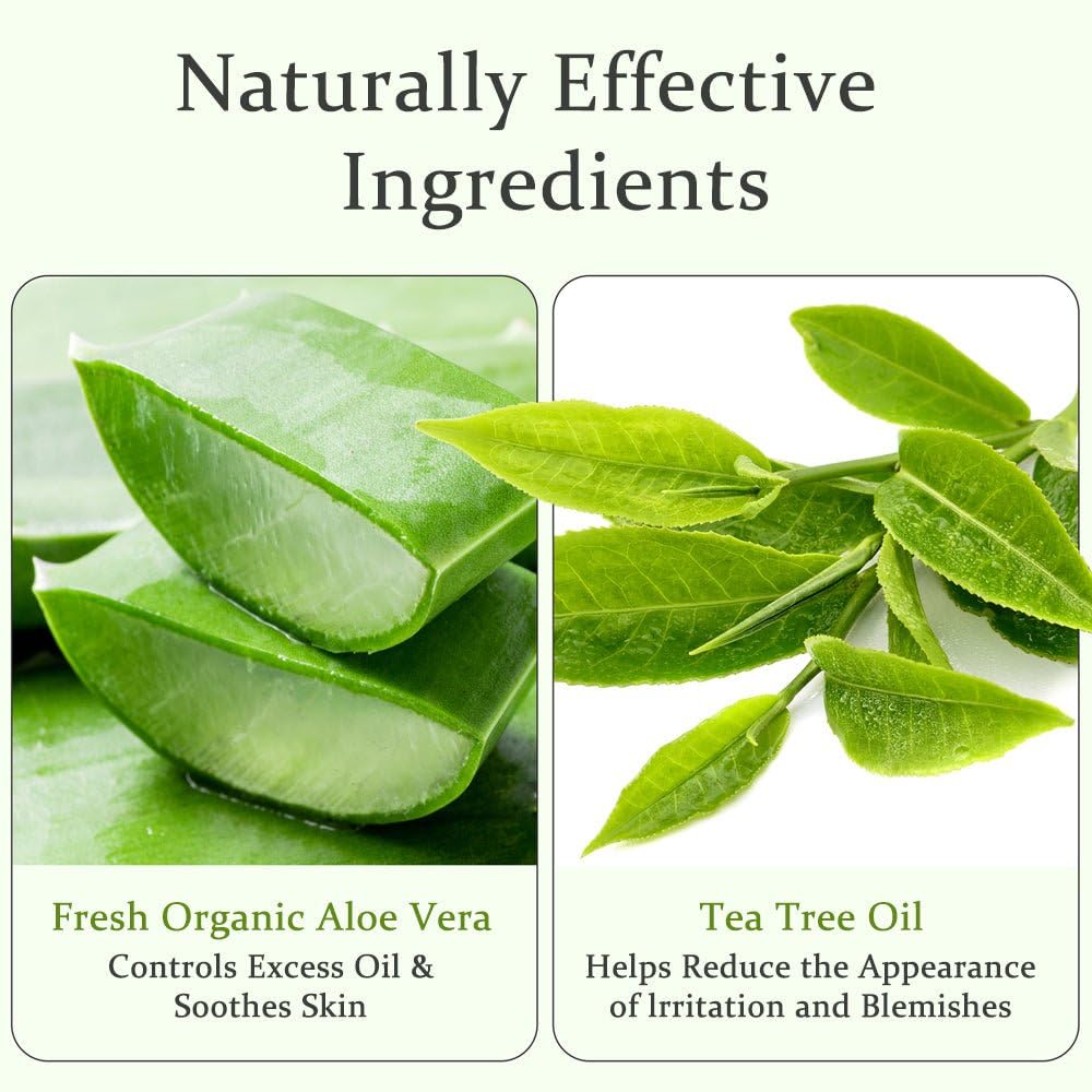 Aloderma Organic Aloe Vera Gel for Skin + Tea Tree Oil, Made within 12 Hours of Harvest, Soothing Pure Aloe Vera Gel for Face, Works Great for Oily Beauty & Personal Care Aloderma