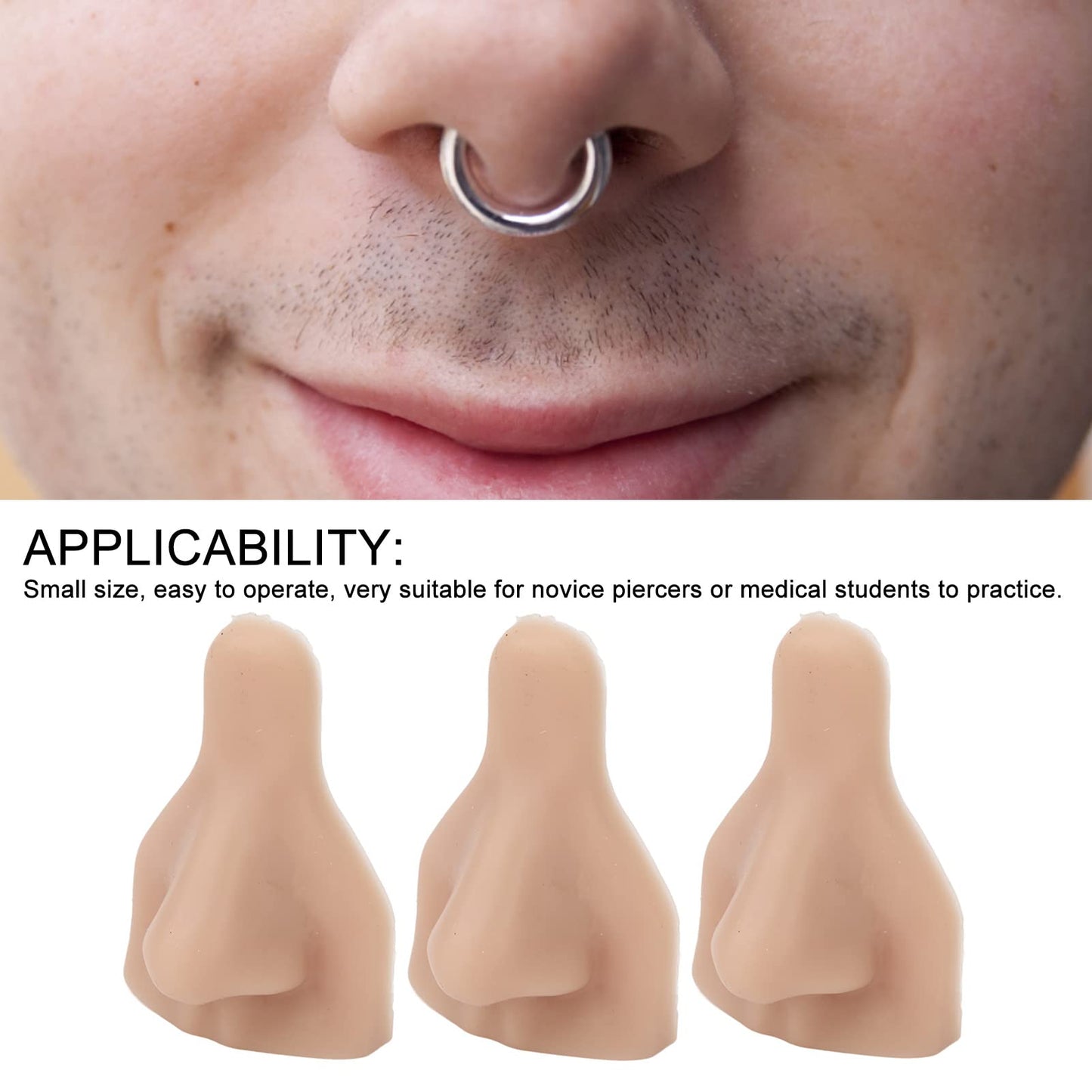 JTLB 3PCS Silicone Nose Model, Soft Flexible Reusable Simulation 3D Silicone Nose Model for Jewelry Display,Practice Teaching Instructions (Dark Skin Beauty and Personal Care JTLB