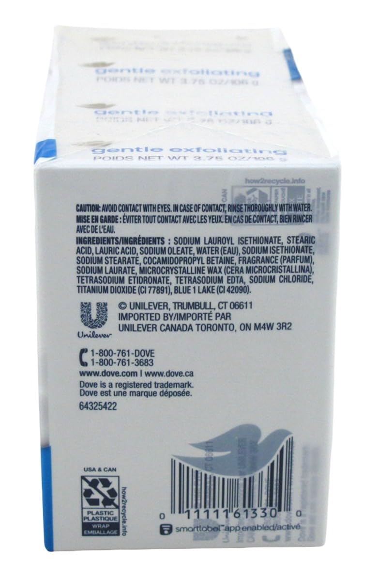 Dove Beauty Bar for Softer Skin Gentle Exfoliating More Moisturizing Than Bar Soap 4 oz 4 Bars Beauty & Personal Care Dove