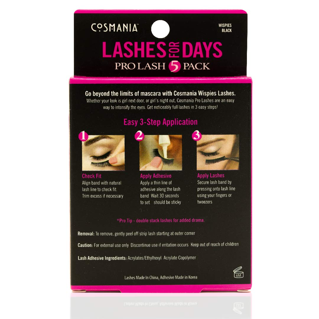 Cosmania Lashes for Days False Eyelashes (Wispies) - Easy to Apply, Gives Lashes Soft, Wispie Look | Noticeably Fuller Looking Lashes | Adhesive Beauty & Personal Care Cosmania