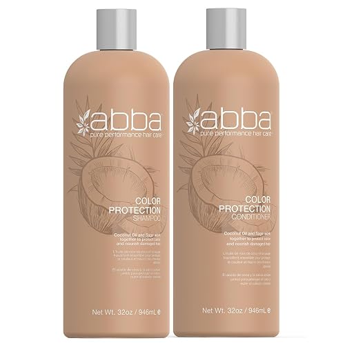 ABBA - Pure Color Protection Shampoo & Conditioner Shine Enhancing & Nourishing Value Duo Set - Coconut Oil & Sage, 32 fl oz Each Beauty & Personal Care ABBA