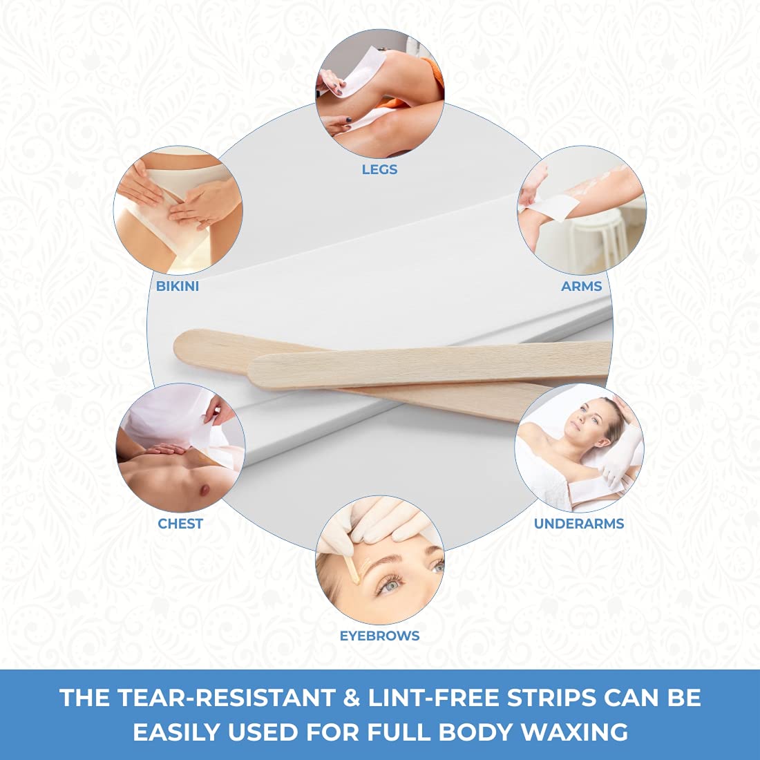 ForPro Professional Collection Non-Woven Epilating Strips, White, Tear-Resistant, Pre-Cut Strips for Hair Removal, 3” W x 9” L, 100-Count Beauty and Personal Care ForPro Professional Collection