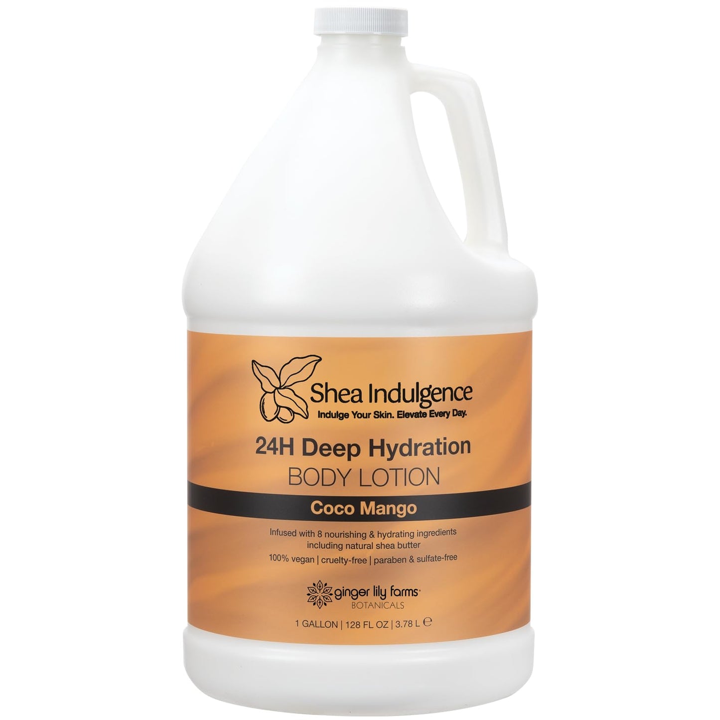 Ginger Lily Farms Botanicals Shea Indulgence 24H Deep Hydration Body Lotion, Coco Mango, 100% Vegan & Cruelty-Free, Coconut Mango Scent, 1 Gallon (128 Beauty & Personal Care Ginger Lily Farms