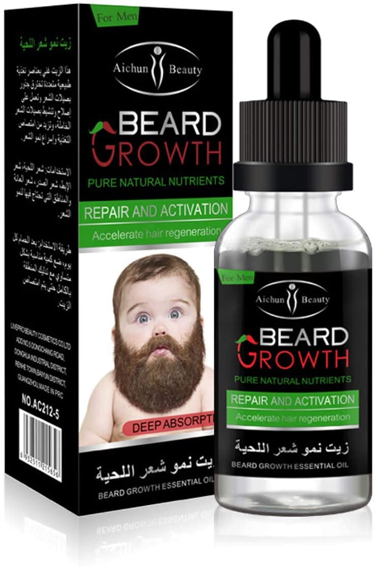 AICHUN BEAUTY Beard Oil Mustache Hair Pure Natural Nutrients Skin Cleansing Vitamins Grapefruit Seed Oil Ginger Andrea Hair 30ml Beauty and Personal Care AICHUN BEAUTY