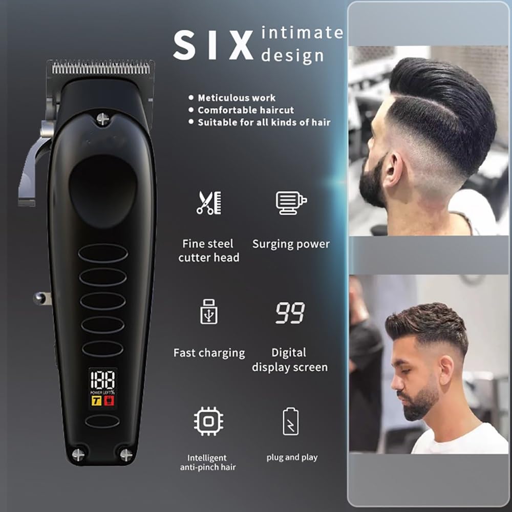 GLESVOWIO Hair Cutting Tool All Metal Professional Hair Trimmer for Men Rechargeable Beard Hair Clipper Barber Cordless Electric Hair Cutter Machine Beauty and Personal Care GLESVOWIO