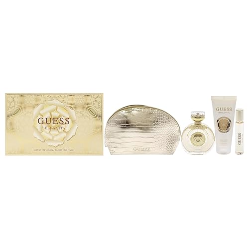GUESS Bella Vita Eau de Parfum 4 Piece Gift Set For Women - Perfume Spray 3.4 Fl. Oz., Travel Spray 0.5 Fl. Oz., Body Lotion 3.4 Fl. Oz., & Pouch Beauty & Personal Care GUESS