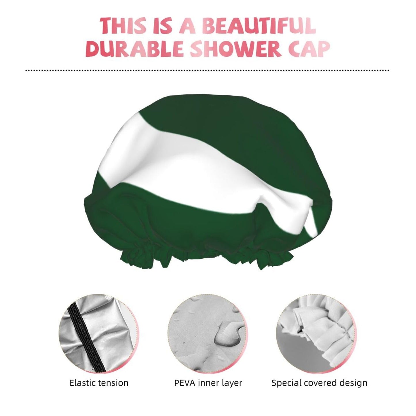 Pakistan Flag Prints Shower Cap Double Layer Lined Waterproof Bathing Shower Hat Beauty and Personal Care Hayyett
