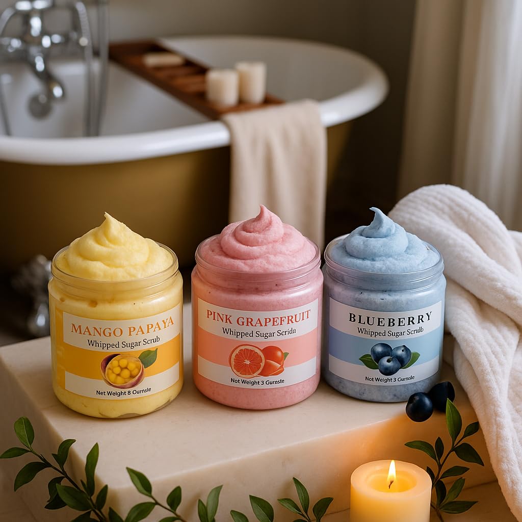 Nature Skin Shop Watermelon Whipped Sugar Scrub, 8oz Foaming Body Polish for Dry Skin & a Summer Glow Beauty & Personal Care Nature Skin Shop