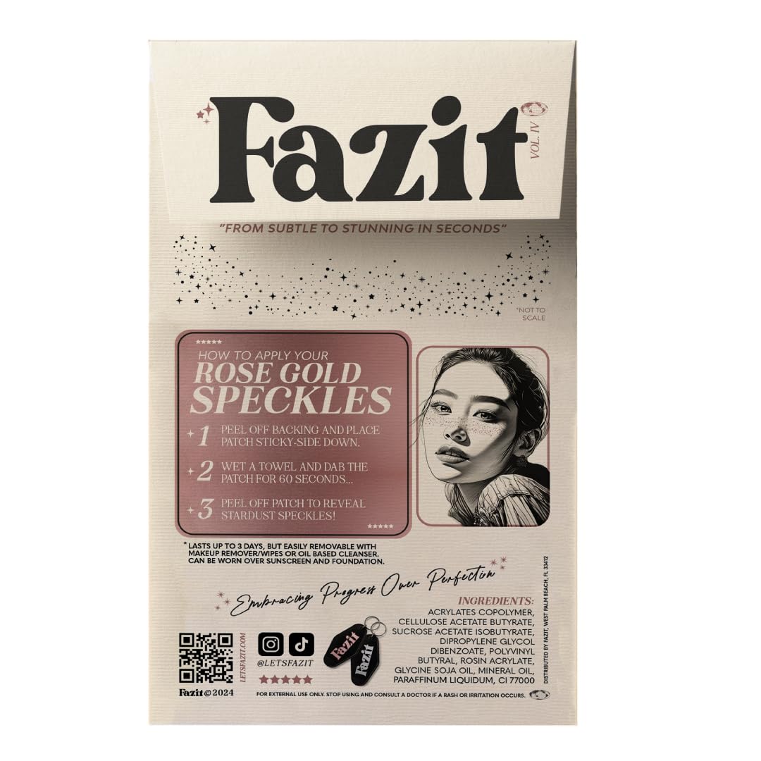 Fazit Rose Gold Speckles - Glitter Freckle Makeup Patches - Shimmering Faux Freckles & Body Glitter - Waterproof, Long-Lasting Instant Glamour Beauty & Personal Care Fazit