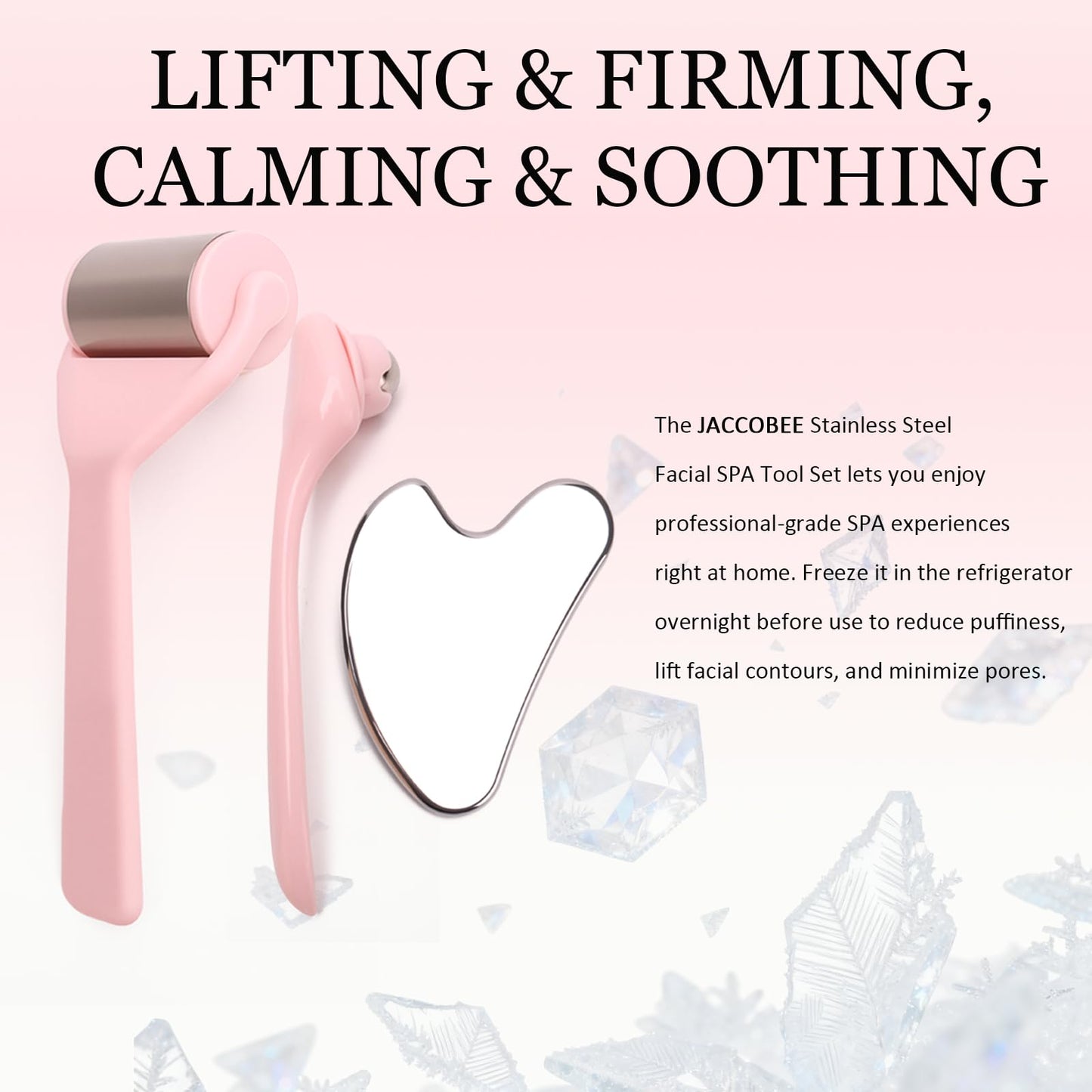JACCOBEE Stainless Steel Facial Gua Sha Tool Set, Ice Roller for Face&Eyes Beauty and Personal Care JACCOBEE
