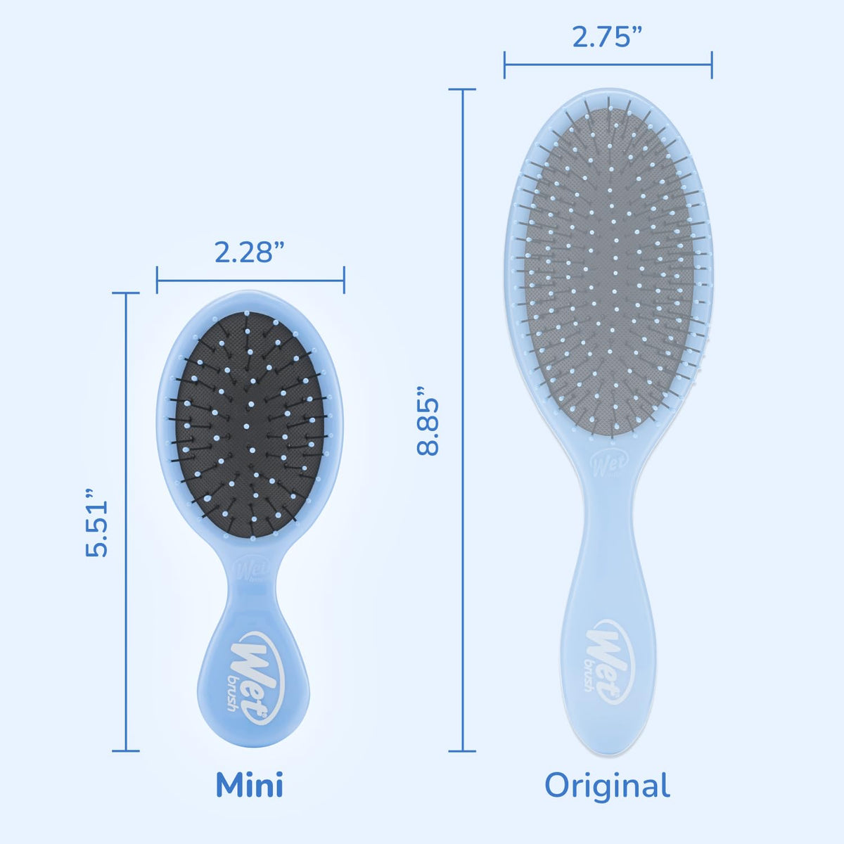 Wet Brush Squirt Detangling Brush, Sky, Mini Detangler, No Tangle Ultra-Soft IntelliFlex Bristles, Wet & Dry Styling Hairbrush for Women & Men, All