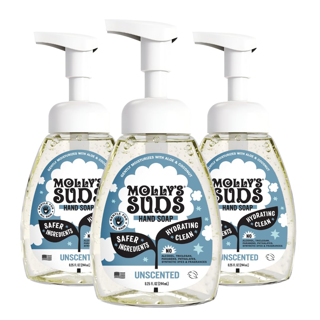 Molly's Suds Foaming Hand Soap - Made with Aloe and Coconut Oil | Moisturizing Hand Wash | Clean Ingredients, Infused with Essential Oils | Unscented Beauty & Personal Care Molly's Suds