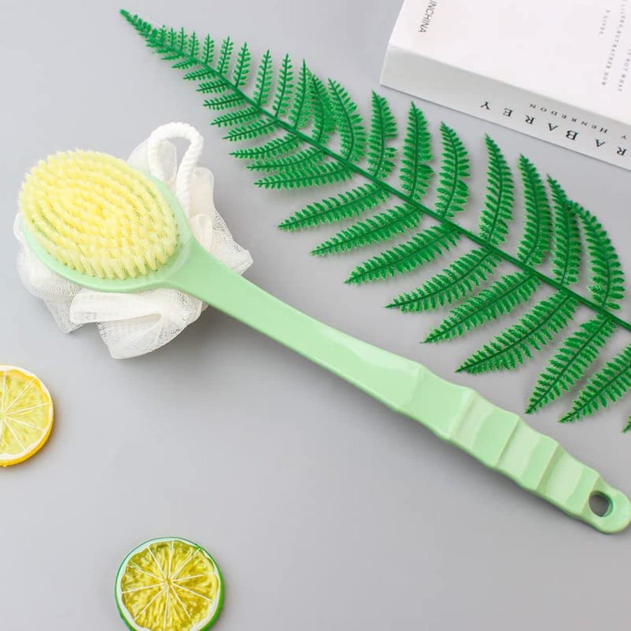 LAGET® 2 IN 1 Loofah with handle Body Brush,Bath shower Brush&Loofah Back Scrubber with Curved Long Handled for Skin Exfoliating Bath,Massage Bristles Beauty and Personal Care LAGET