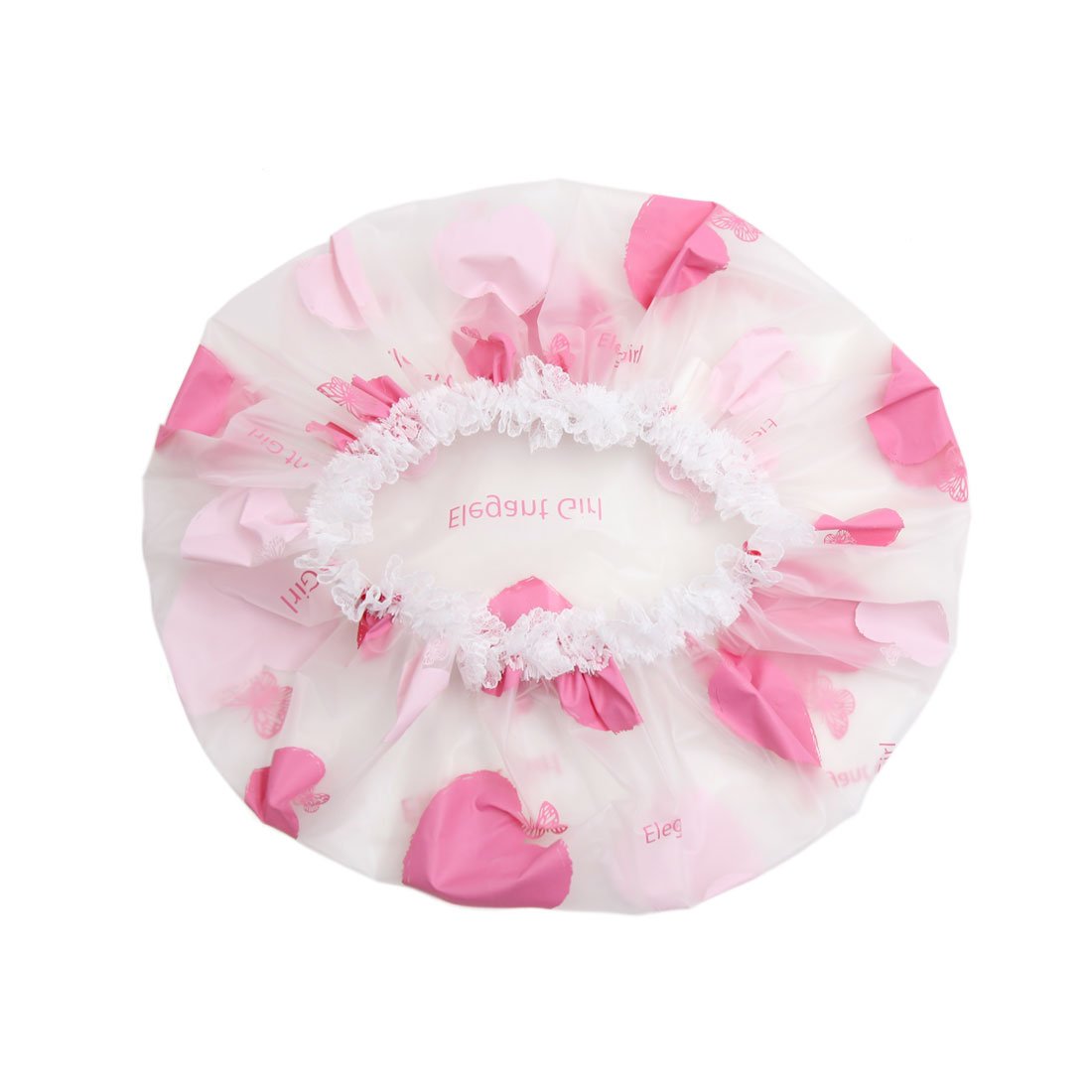 Ruilogod Pink Thick PEVA Heart Printing Waterproof Shower Bath Hair Cap Protective Hat (id: e93 2c2 918 b9b 038 Beauty and Personal Care Ruilogod