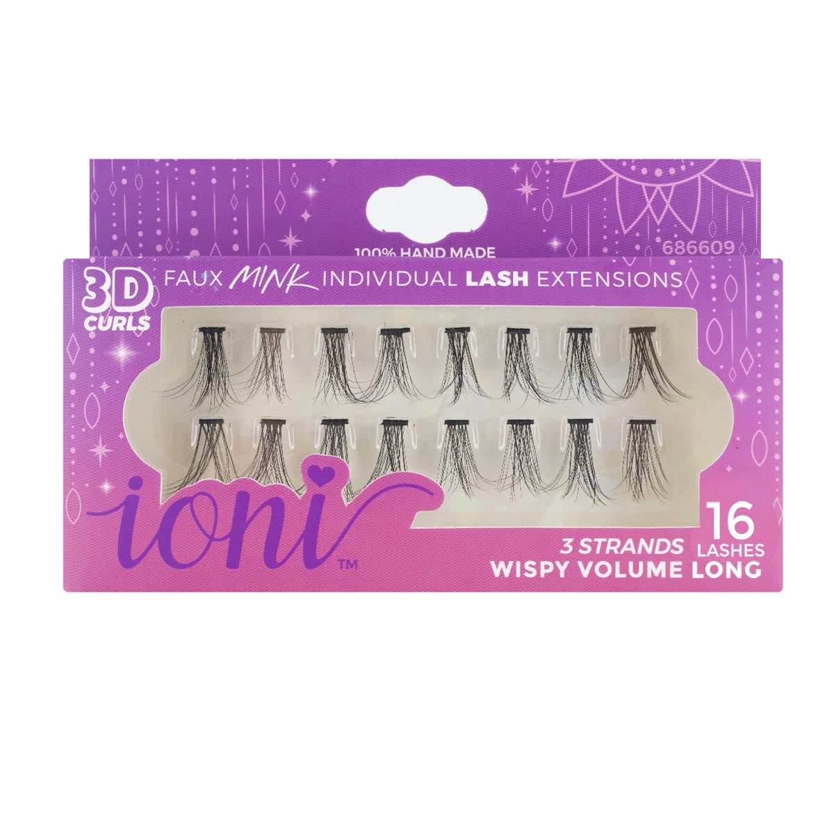 Ioni 3D faux Mink Individual Lash Extensions 3 Strands 16 Lashes