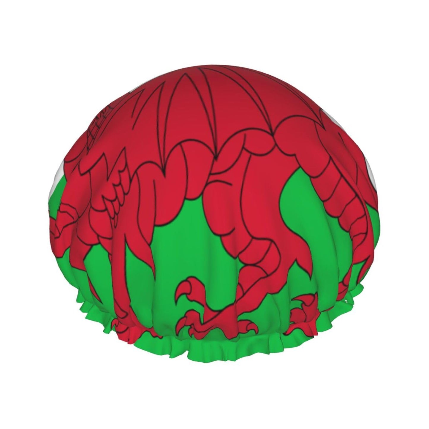 Wales Flag Prints Shower Cap Double Layer Lined Waterproof Bathing Shower Hat Beauty and Personal Care Hayyett