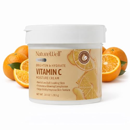 NATURE WELL Vitamin C Brightening Moisturizer Cream - Hydrating Face & Body Lotion with Coconut Oil, Helps Improve Uneven Skin Tone & Dark Spots Beauty & Personal Care NATURE WELL