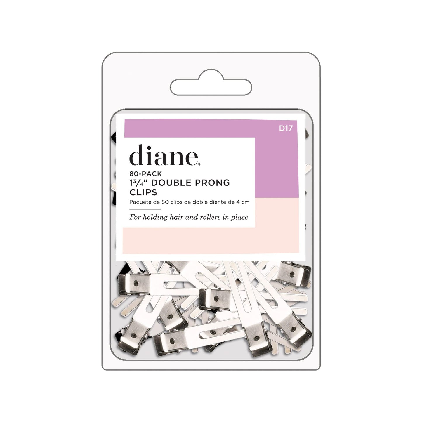 Diane Double Prong Hair Clips for Women, Girls For Holding Rollers or Hair 1.75 Inches Long Silver D17, 80 Count (Pack of 1) Beauty & Personal Care Diane
