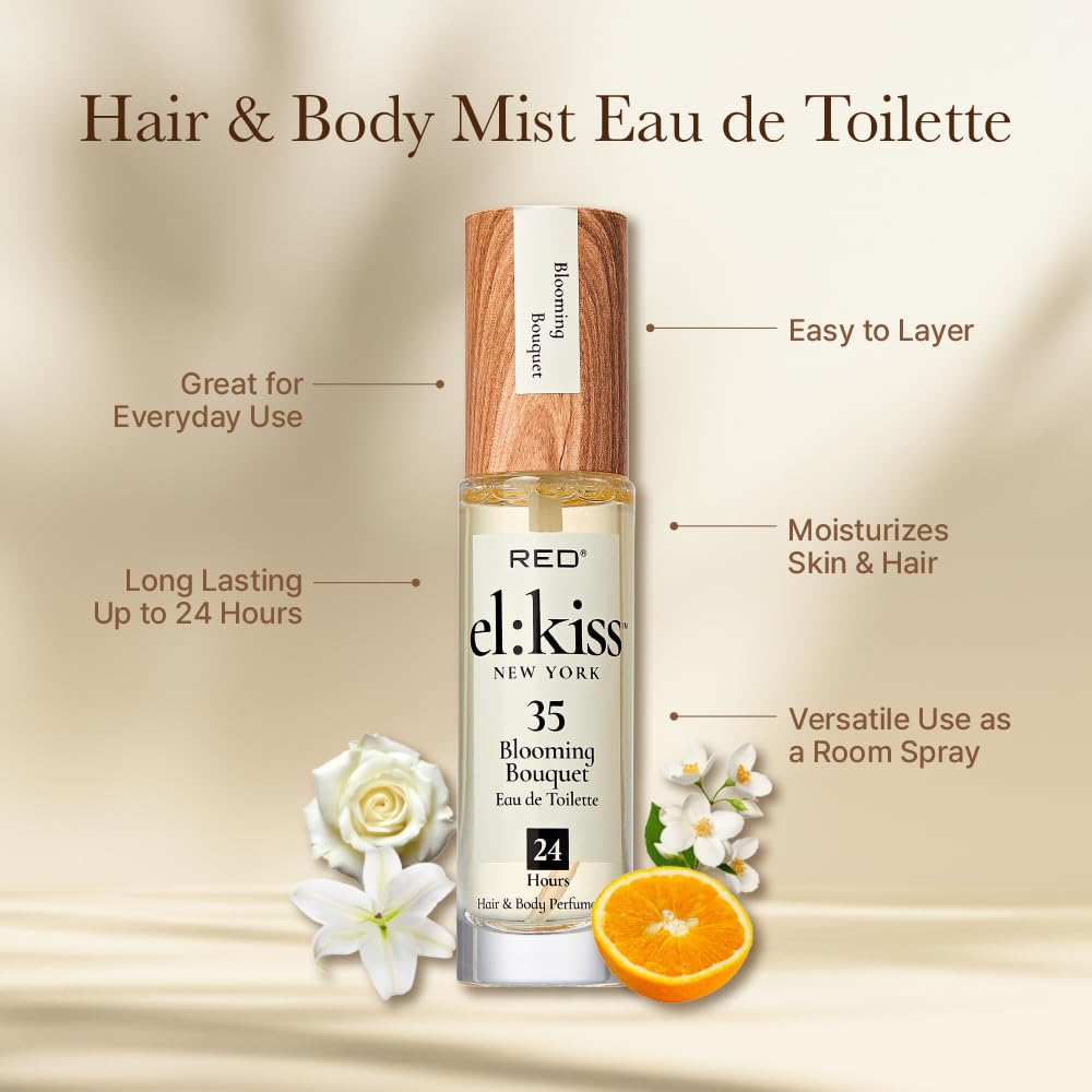 EL:KISS Hair Perfume & Body Mist, Blooming Bouquet Inspired by Miss D. Eau de Toilette 30mL (1.01 Fl Oz), Hydrating & Long-Lasting, Alcohol & Mineral Beauty & Personal Care EL:KISS