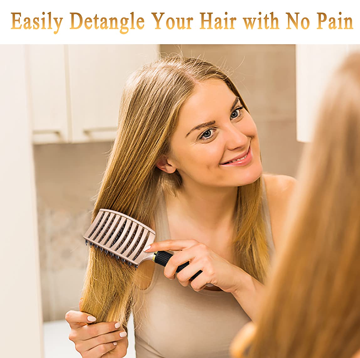 KTKUDY Detangling Brush Getting Knots Out without Pain - Boar Bristles HairBrush Make Hair Shiny & Healthier Vented Detangler Brush for Women Men Kids Beauty & Personal Care KTKUDY