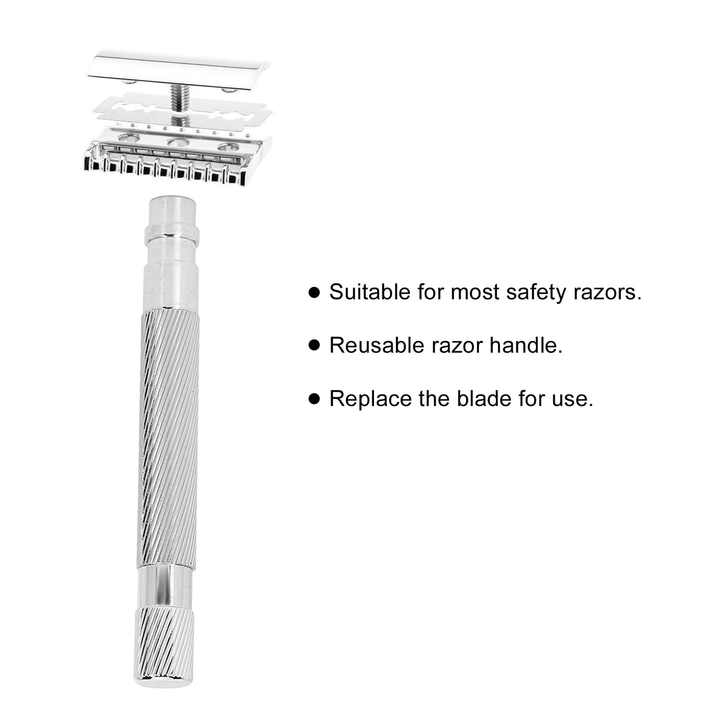 Manual Handle, Safety Shaving Handle, Safety Men's Handle Safety Handle Metal Replacement Retro Shaver Handle Metal Handle for Mens Razors for Shaving Beauty and Personal Care Betued