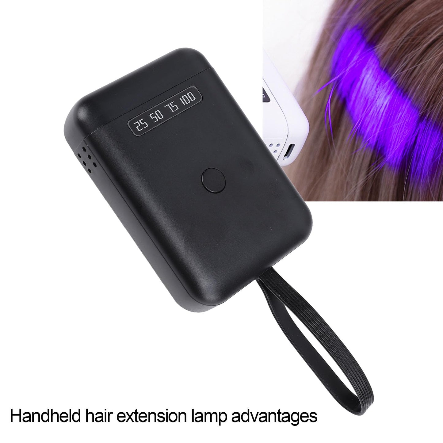 Hair Extension Glue Light, 405nm LED Light 5000mAh Rechargeable Handheld Glue Curing Lamp Hair Extension Tool for Home Hair Salon (Black) Beauty and Personal Care Tangxi