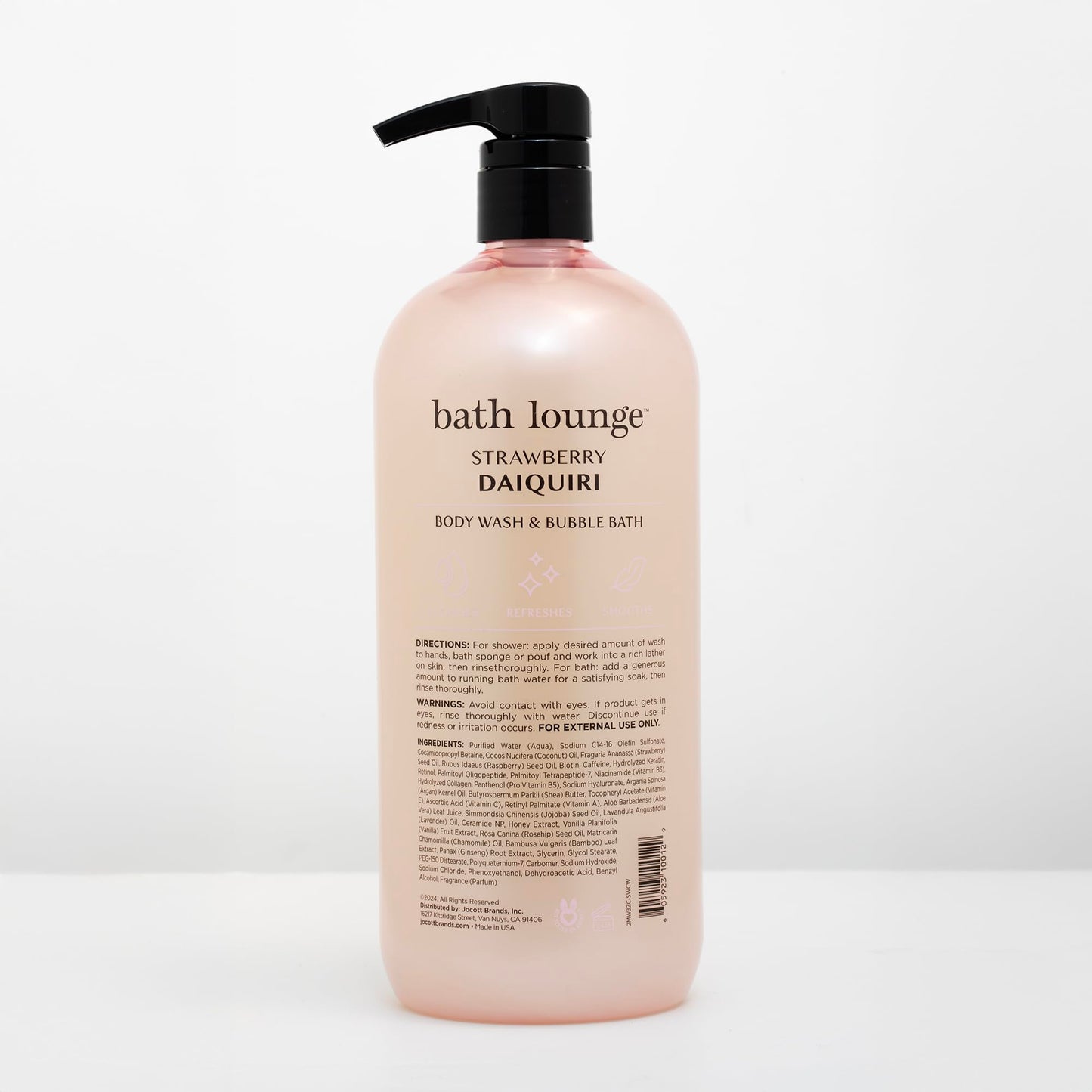 Bath Lounge Body Wash & Bubble Bath - Strawberry Daiquiri, 32 Fl Oz | Refreshing, Cleansing & Smoothing Formula for Bath or Shower | Sweet Strawberry Beauty & Personal Care Bath Lounge