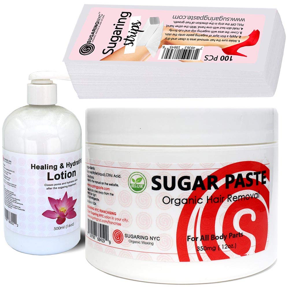 Sugaring Paste for Legs Bondage technique + kit of 100 Sugaring Nylon Strips & Healing Lotion Beauty and Personal Care Sugaring NYC