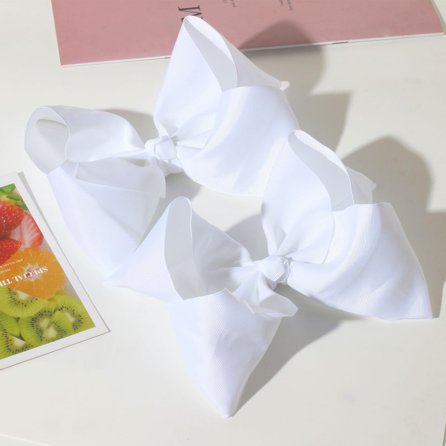 10 PCS Large 8" White Hair Bow Clips Grosgrain Ribbon Solid Color Hair Bow With Alligator Clips Hair Accessories for Teen Toddler Little Girls Beauty & Personal Care Jeffan