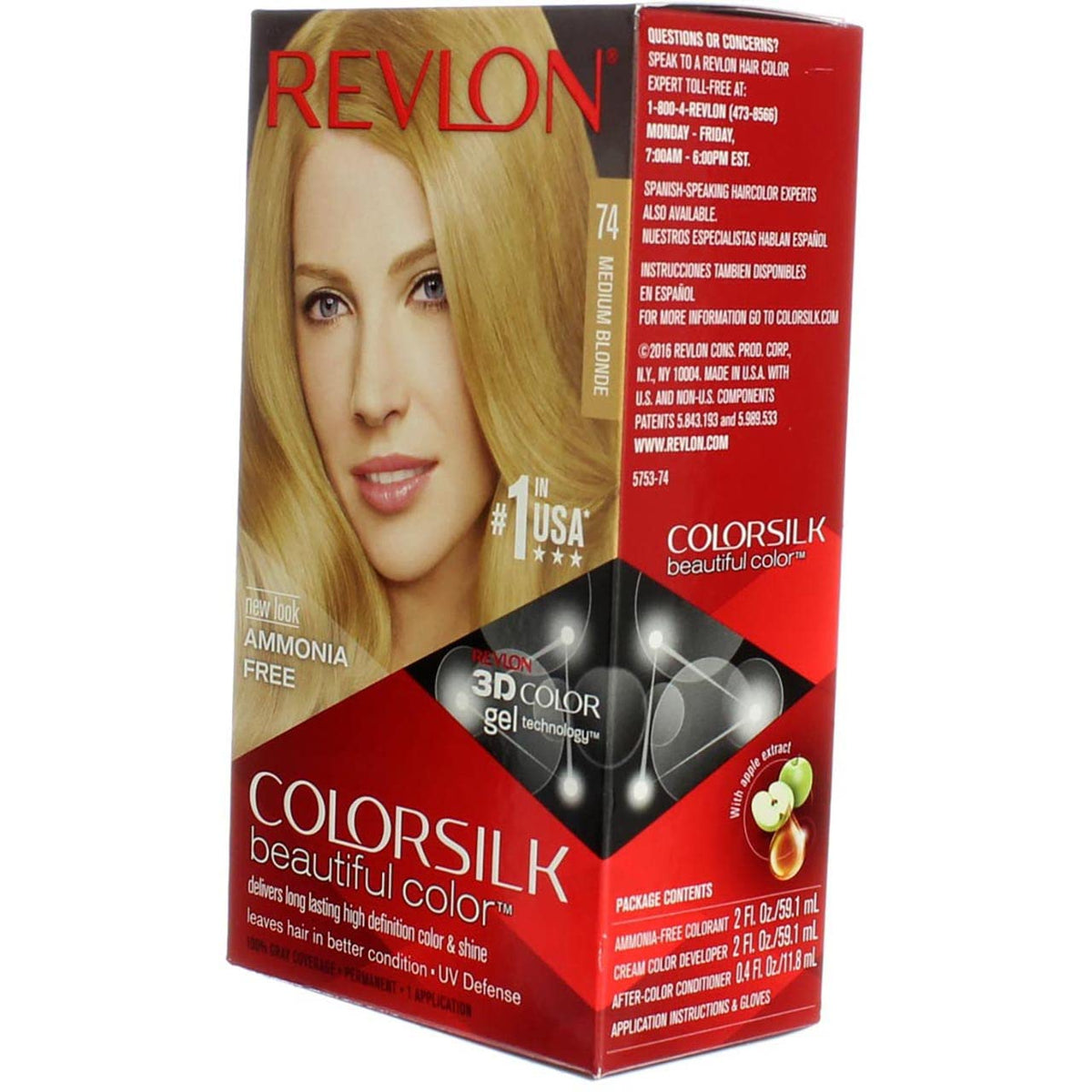 Revlon Colorsilk Beautiful Haircolor, Ammonia-free, Permanent Haircolor (Pack of 4) (#74 Medium Blonde) Beauty & Personal Care REVLON