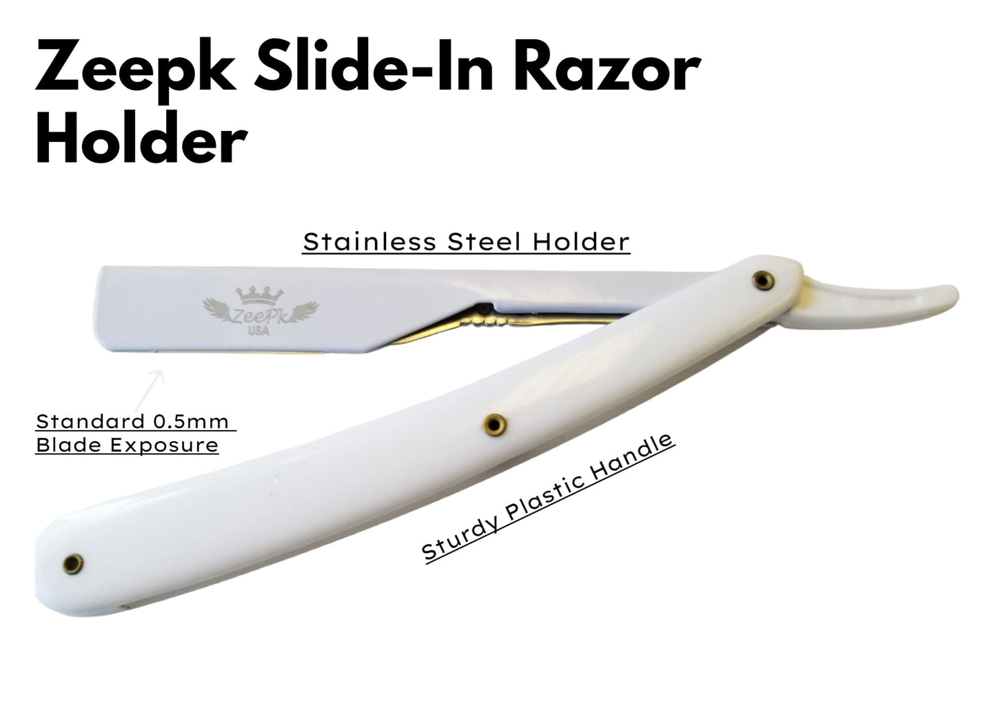 Barbero Cuchilla Barber Razor Straight Clean Shav Free Blades Salon Shaving Classic Stainless Steel (White Razor Holder) Beauty and Personal Care Liberty Supply