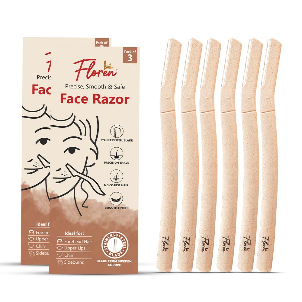 Floren Dermaplaning Tool with Precision Cover, 6ct - Dermaplane Tool, Face Razor for Women, Eyebrow Shaper, Dermaplaning Tool, Womens face razor Beauty and Personal Care Floren