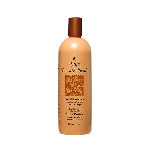 Rinju Beaute Reelle Body & Hand Cream - Non-Greasy Moisturizer for Women & Men - 16 Oz Shea Butter Cream for Extremely Dry Skin - CoQ10, Vitamin E, A Beauty & Personal Care Rinju