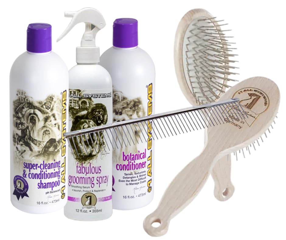 #1 All Systems Poodle Grooming Package, Shampoo, Conditioner, Spray, Brush and The Perfect Poodle Comb Beauty & Personal Care #1 All Systems