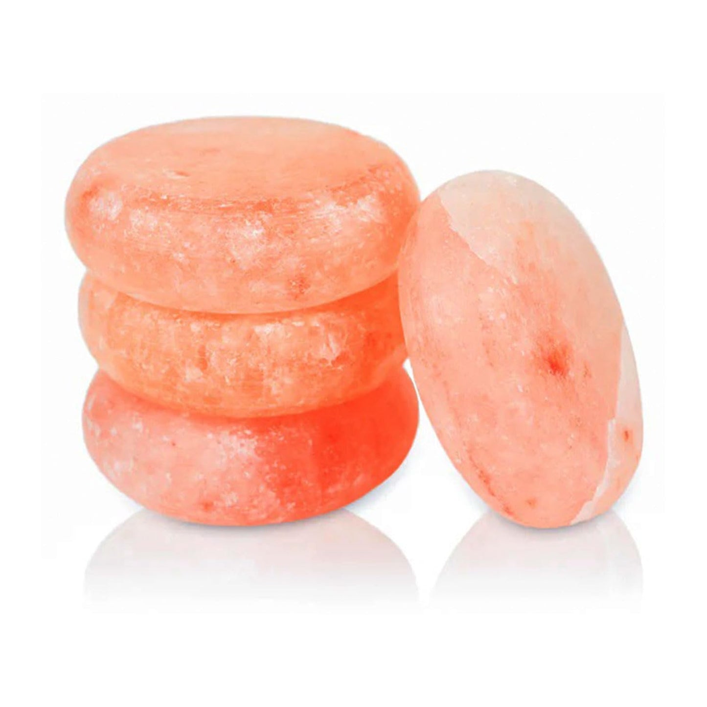 Glowyn Pink Himalayan Salt Massage Stone Discs - Flat, Thick & Round - Set of 4 - Pink Crystal Hand-Carved Stone for Massage Therapy and Deodorant Beauty and Personal Care Glowyn Pink