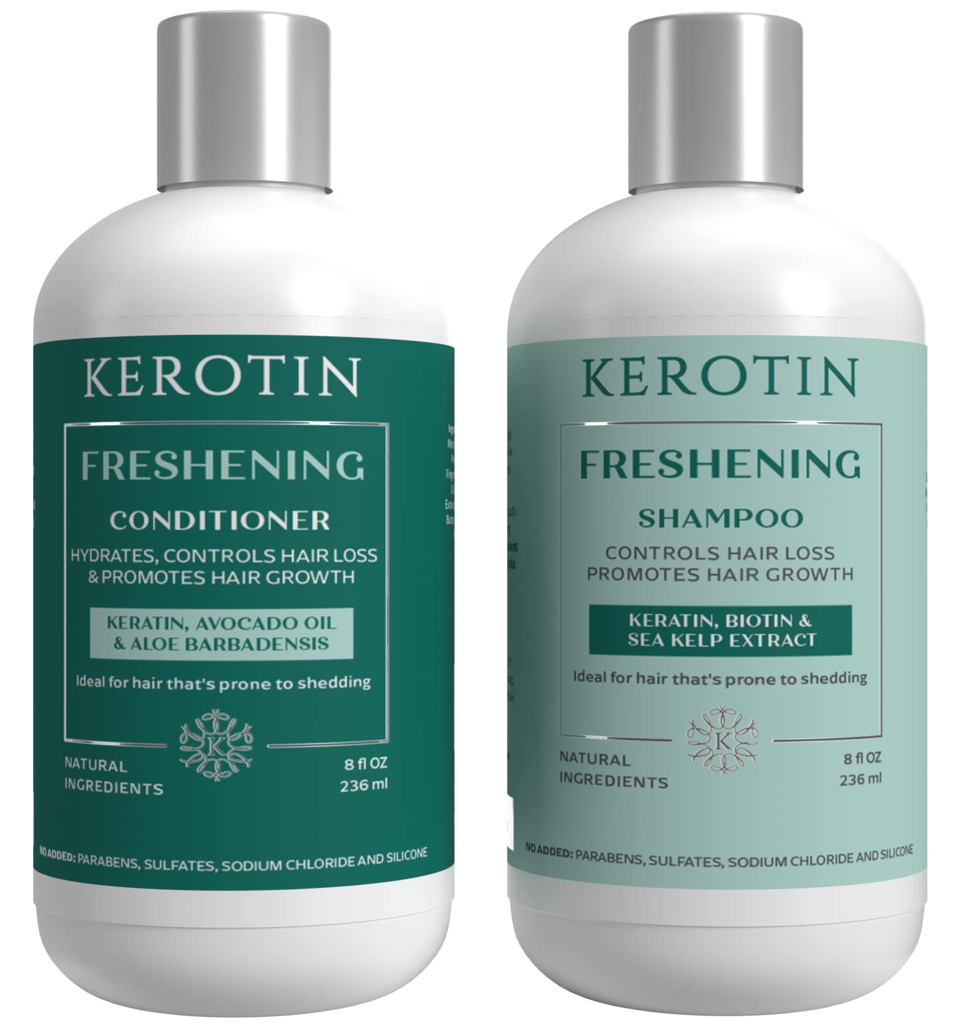 Kerotin Hair Growth Shampoo and Conditioner Set, Products for Scalp Care, Hair Loss & Thinning Hair with Rosemary Oil, Biotin & Keratin, Curly Girl Beauty & Personal Care K Kerotin