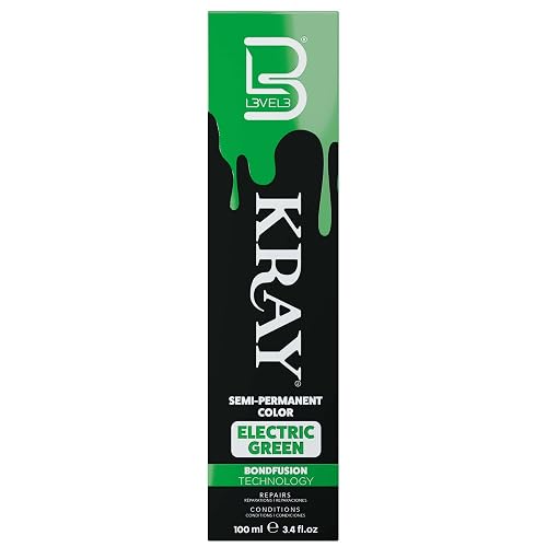L3 - Level 3 Electric Semi Permanent Hair Color - Vibrant Long Lasting Shine - Argan Oil Protection - 100 ml - Electric Green Beauty & Personal Care L3