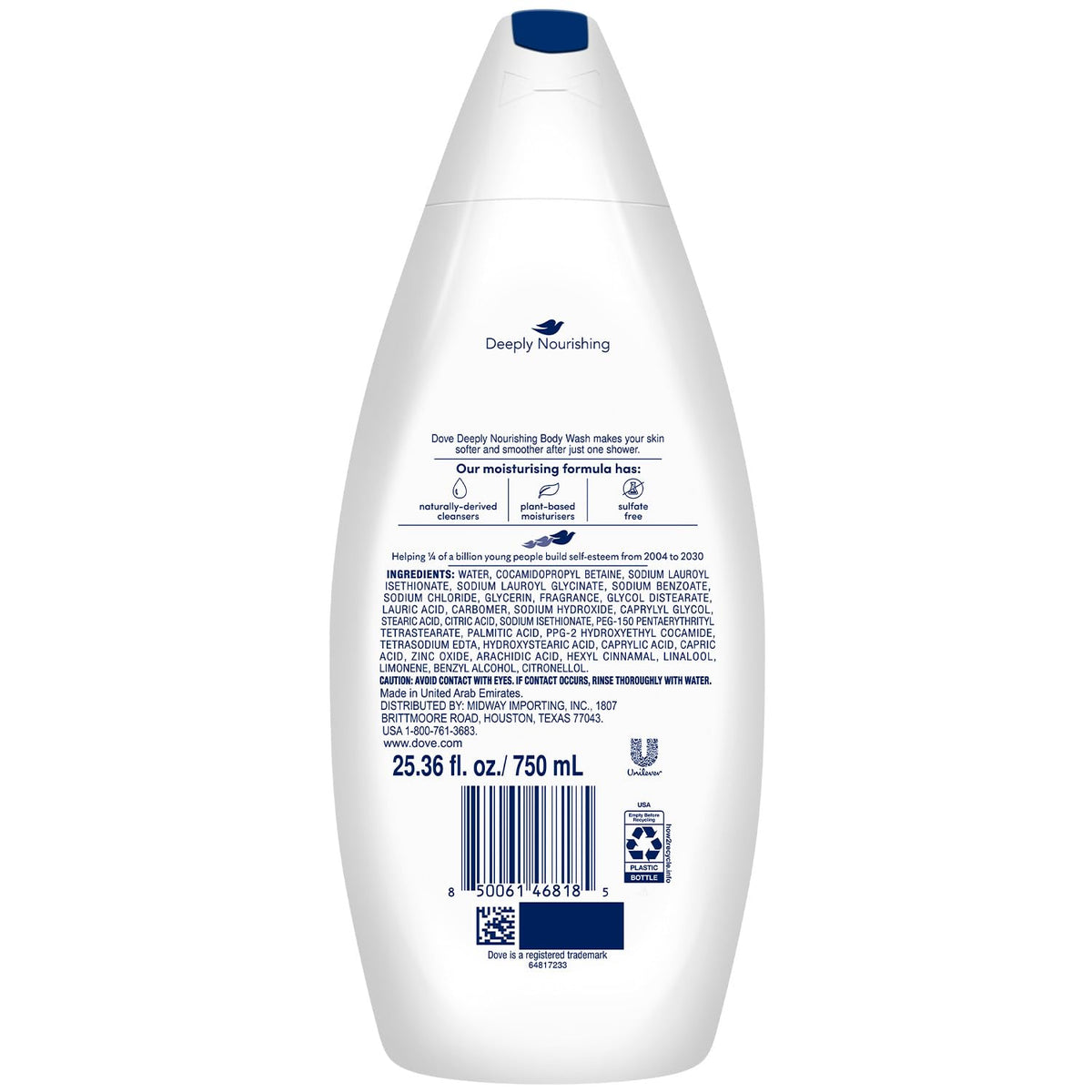 Dove Body Wash 4-Pack - Deeply Nourishing for Softer, Smoother Skin, 25.4 Oz Ea Beauty & Personal Care Dove