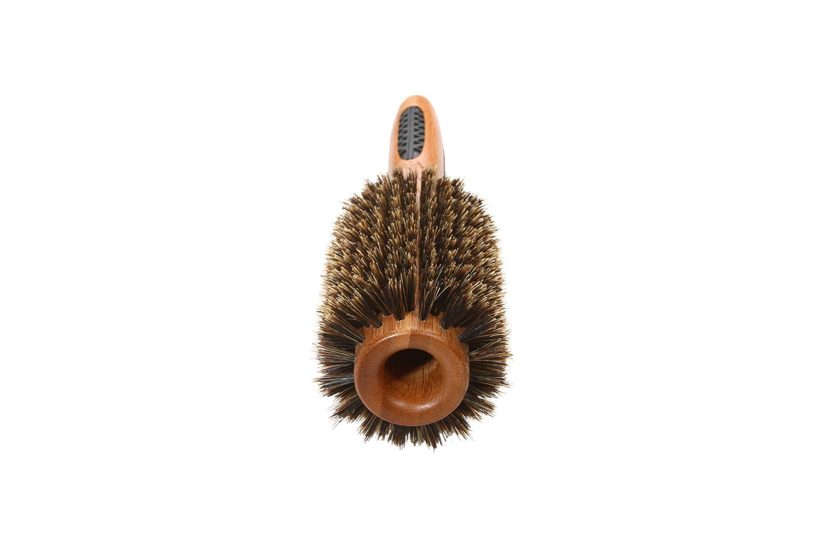 Bass Brushes | P Series | Straighten & Curl Round Hair Brush | Deluxe Length Styling Head | Natural Bristle | Pure Bamboo Handle | Large Barrel |